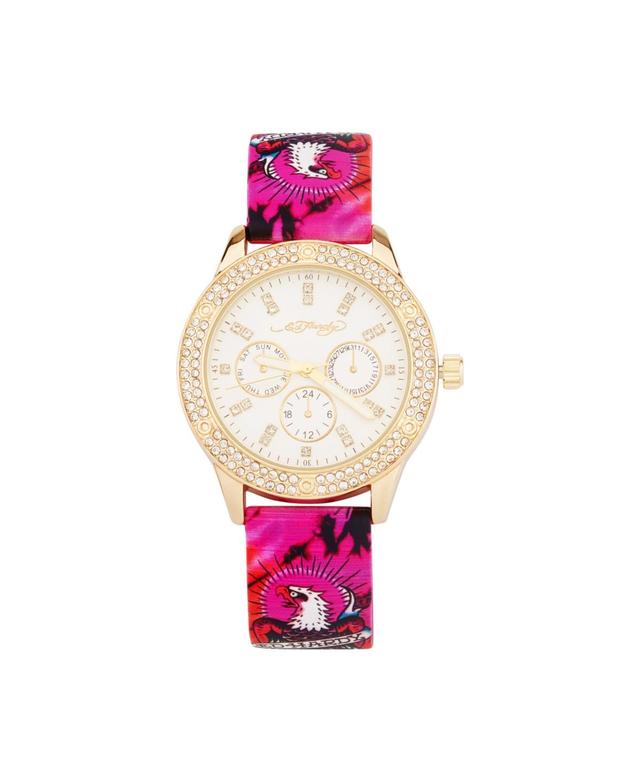 Ed Hardy Womens Quartz Matte Pink Silicone Strap Analog Watch 38mm Product Image