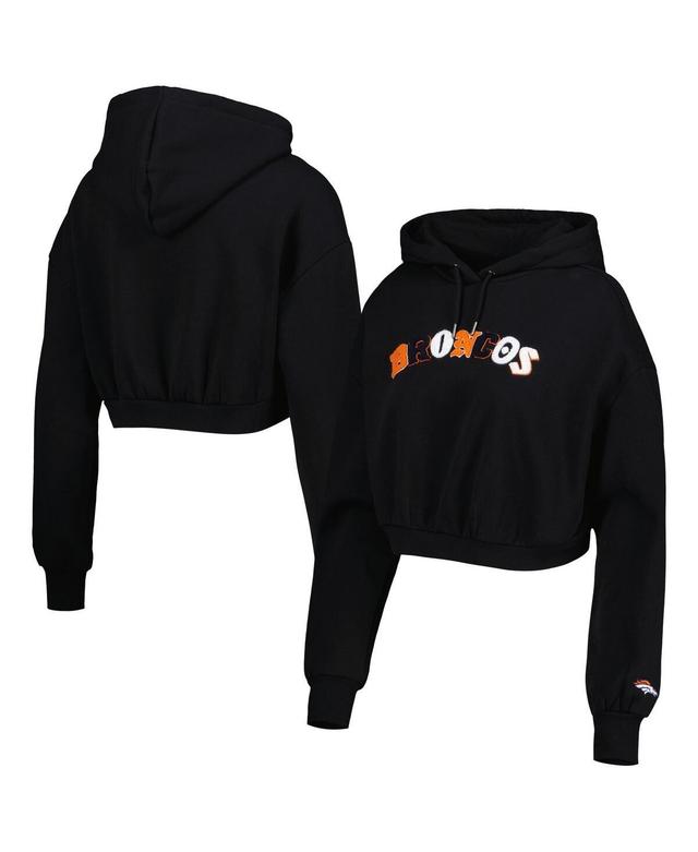 Womens The Wild Collective Black Denver Broncos Cropped Pullover Hoodie Product Image