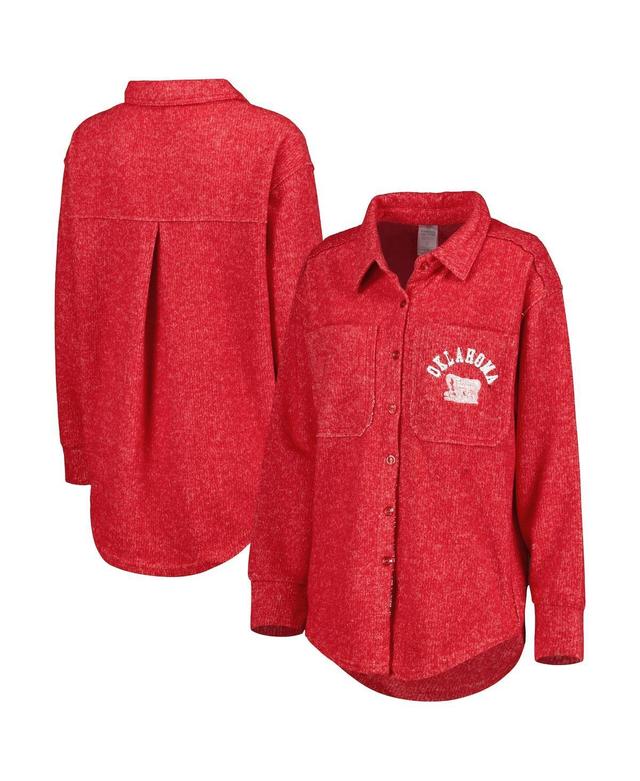 Womens Gameday Couture Crimson Oklahoma Sooners Switch It Up Tri-Blend Button-Up Shacket Product Image