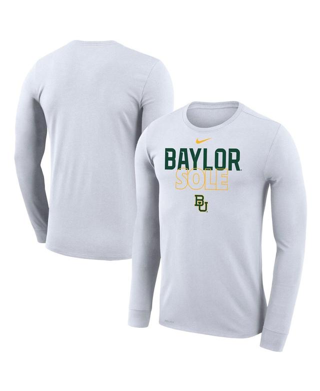 Nike White Baylor Bears On Court Bench Long Sleeve T-Shirt, Mens Product Image