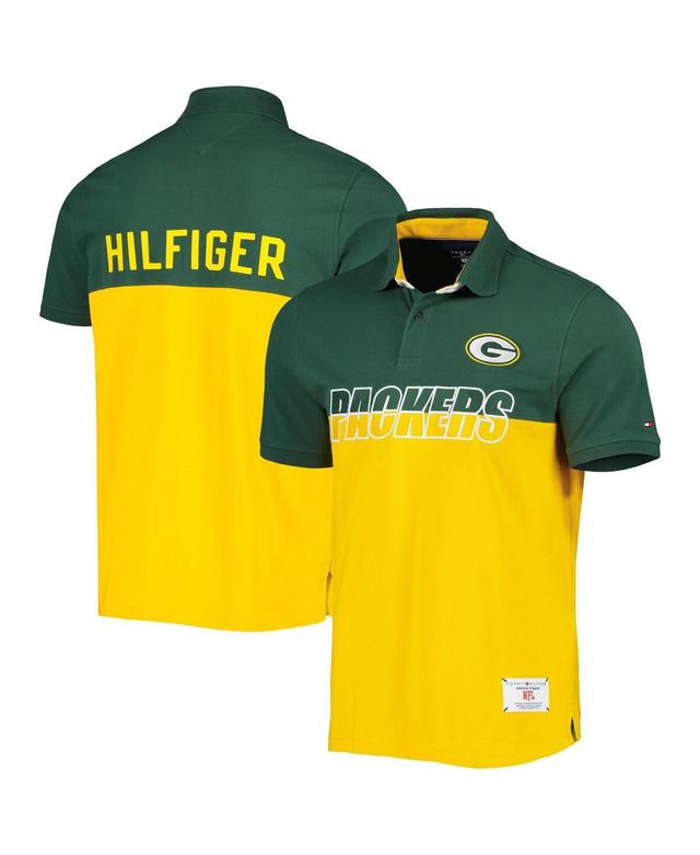 Mens Tommy Hilfiger Gold Green Bay Packers Color Block Polo Shirt - Gold Product Image