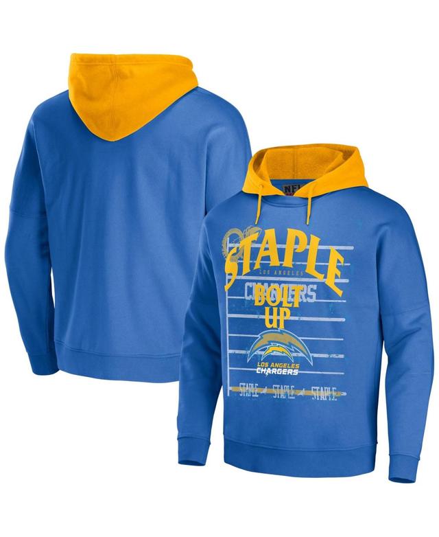 Mens Nfl X Staple Blue Los Angeles Chargers Oversized Gridiron Vintage-Like Wash Pullover Hoodie Product Image