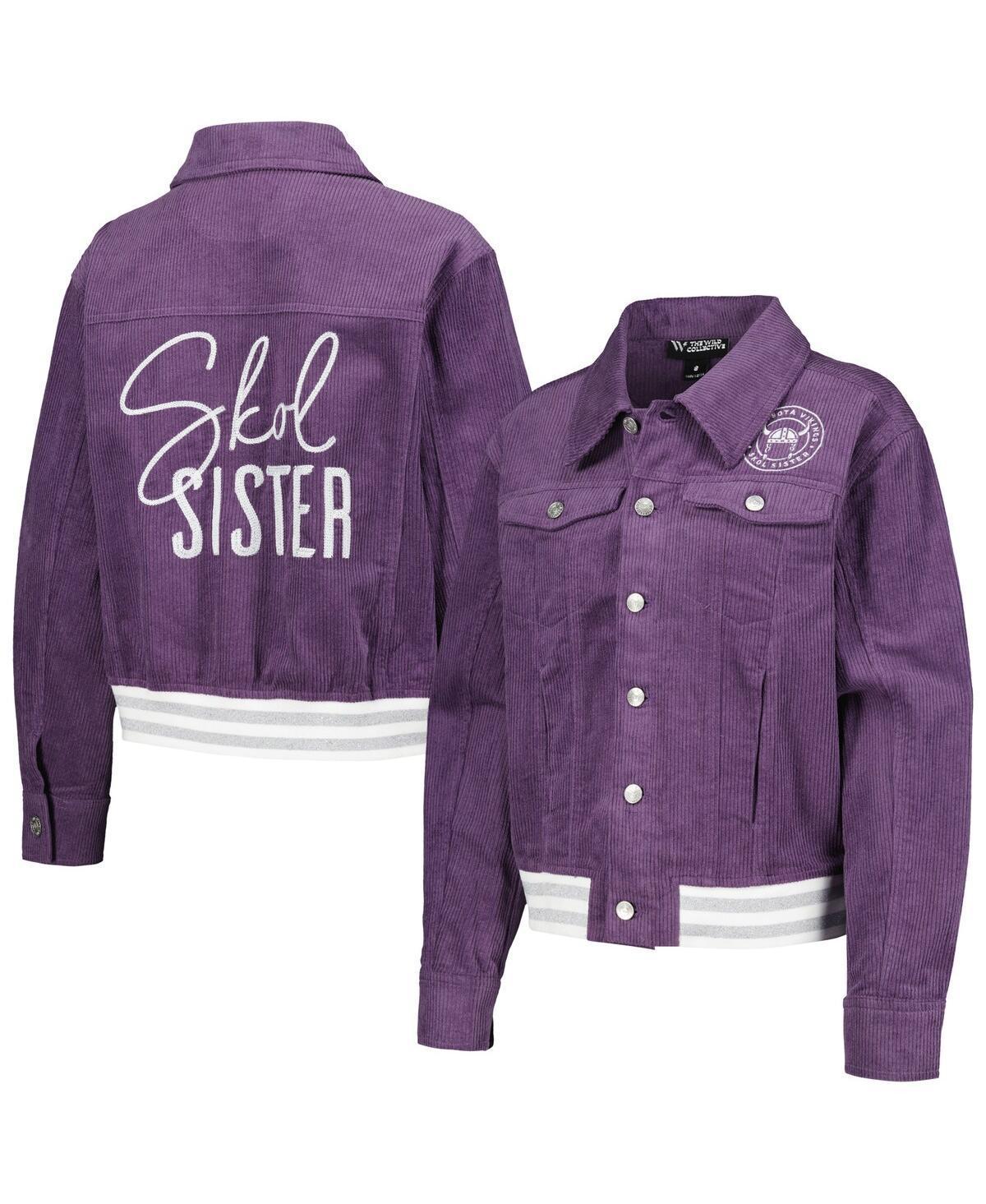 Womens The Wild Collective Purple Minnesota Vikings Corduroy Button-Up Jacket Product Image