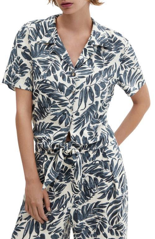 Mango Womens Linen-Blend Short-Sleeve Shirt Product Image