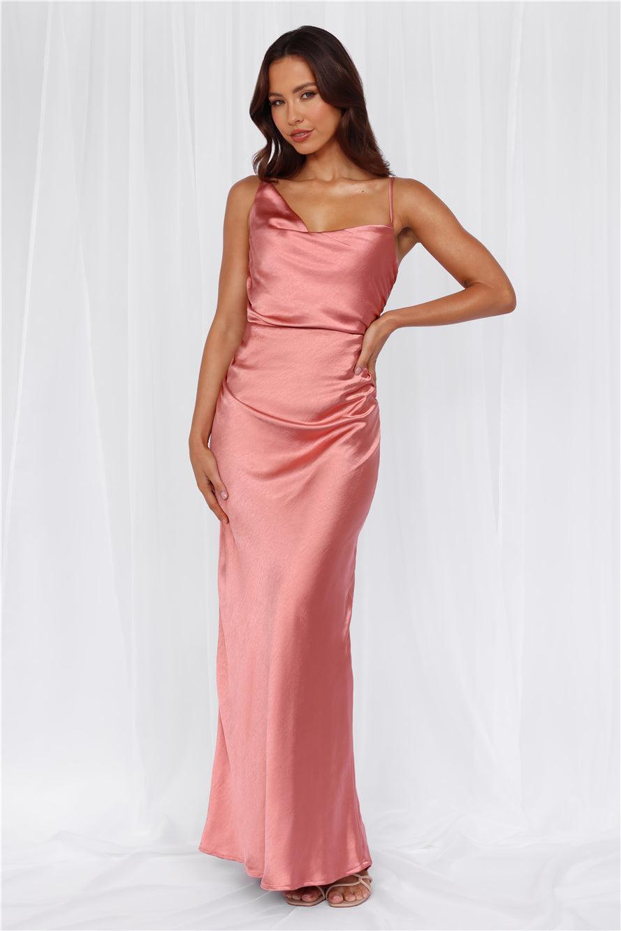 HELLO MOLLY The Madeline Cowl Satin Maxi Dress Rose Product Image