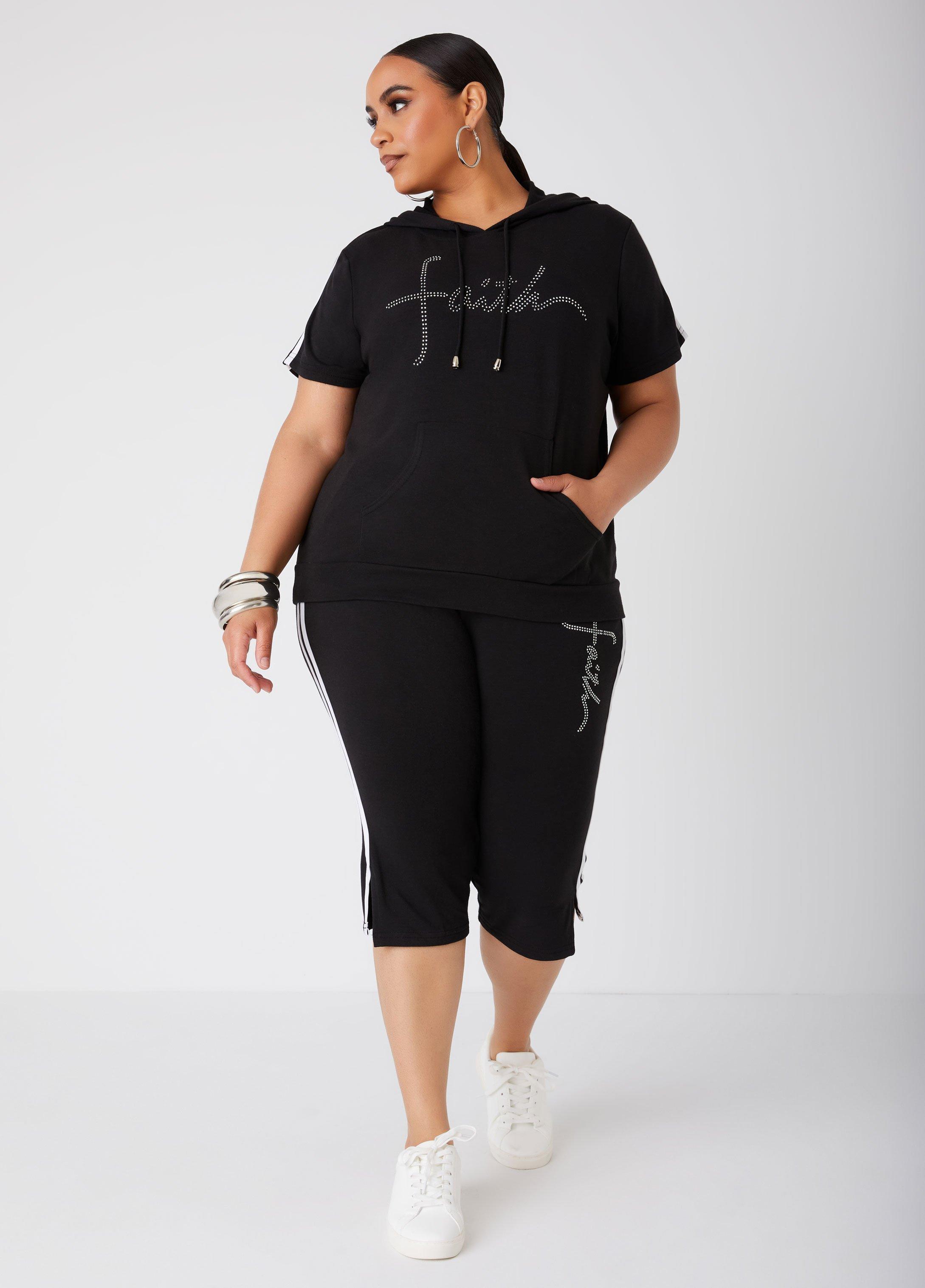 Plus Size Faith Crystal Embellished Capris, - Ashley Stewart Product Image