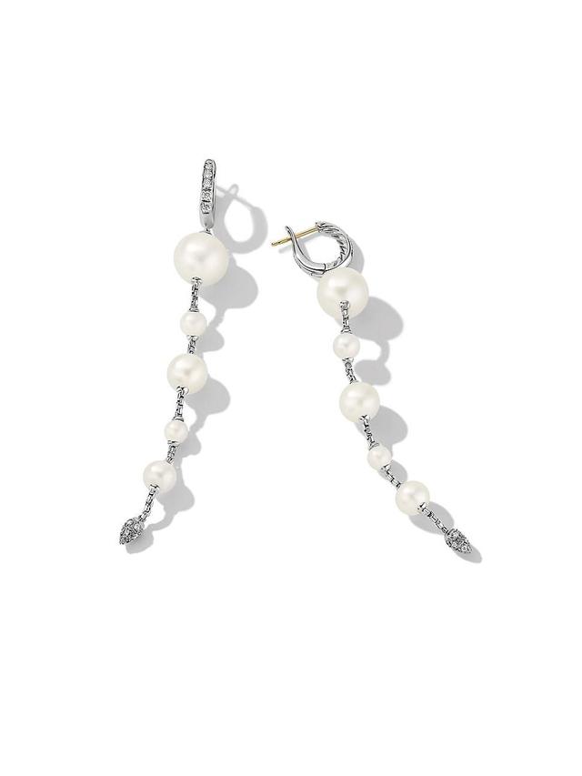 Womens Pearl & Pav Drop Earrings With Diamonds Product Image