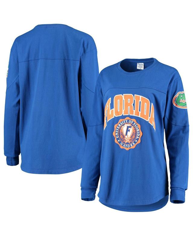 Womens Pressbox Royal Florida Gators Gator Head Edith Long Sleeve T-Shirt Product Image