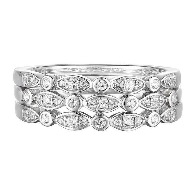 Sterling Silver 1/4 Carat T.W. Diamond Stack Ring Set, Womens White Product Image