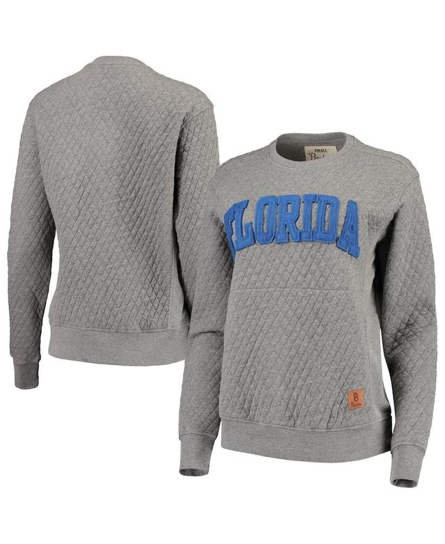 Womens Pressbox Heathered Gray Florida Gators Moose Applique Quilted Crewneck Sweatshirt Product Image