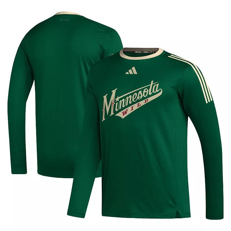 Mens adidas Green Minnesota Wild Aeroready Long Sleeve T-shirt Product Image