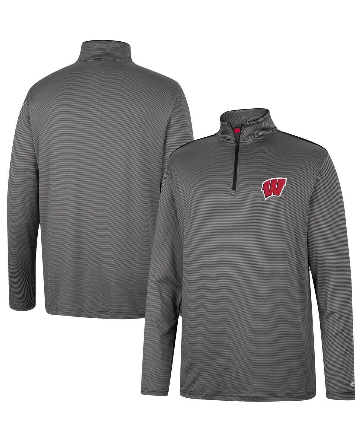 Mens Colosseum Charcoal Wisconsin Badgers Logo Quarter-Zip Windshirt Product Image