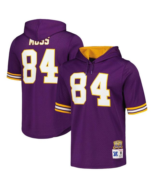 Mens Mitchell & Ness Randy Moss Purple Minnesota Vikings Retired Player Name and Number Mesh Hoodie T-shirt Product Image