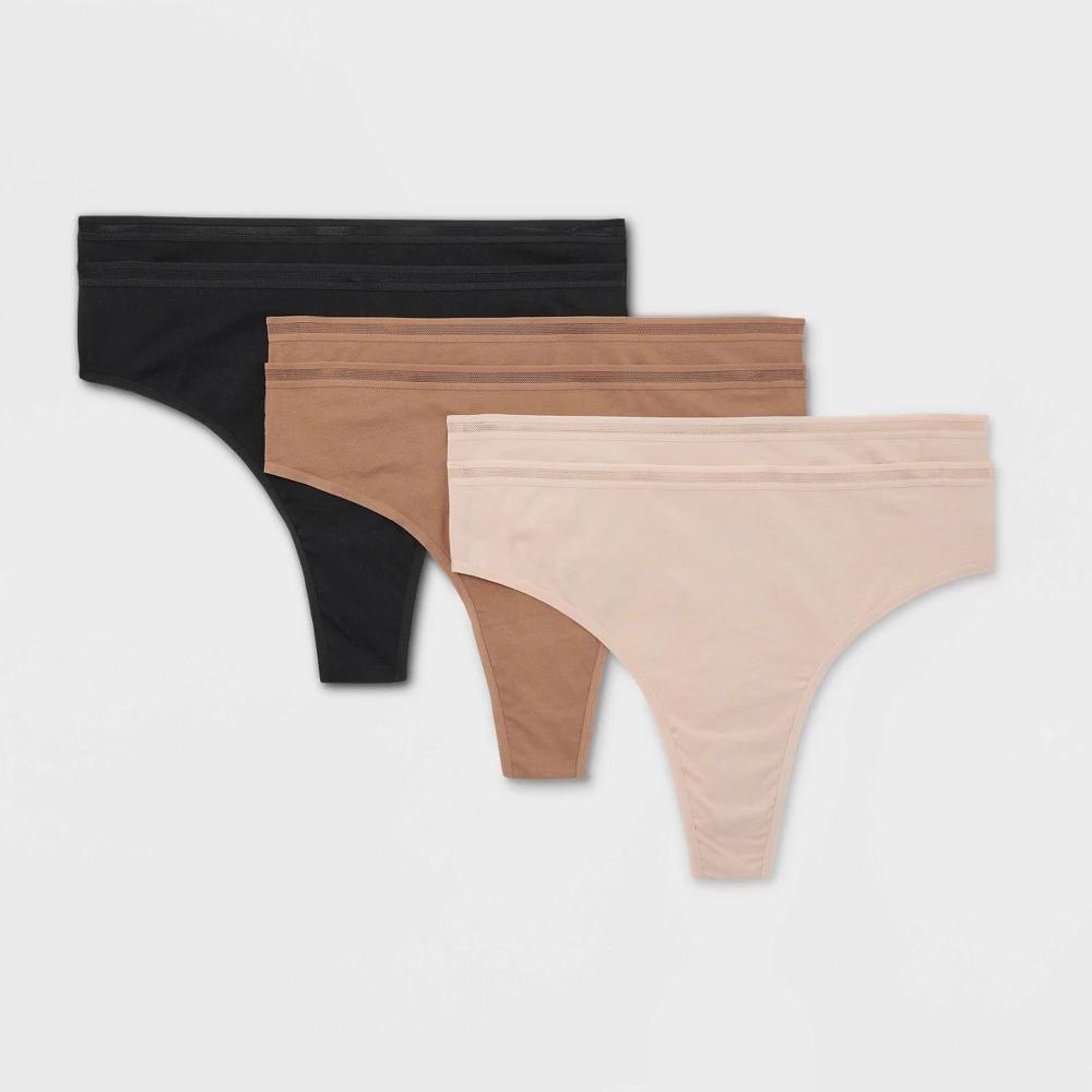 Womens 6pk Cotton Stretch Thong - Auden Assorted Neutral 2X Product Image