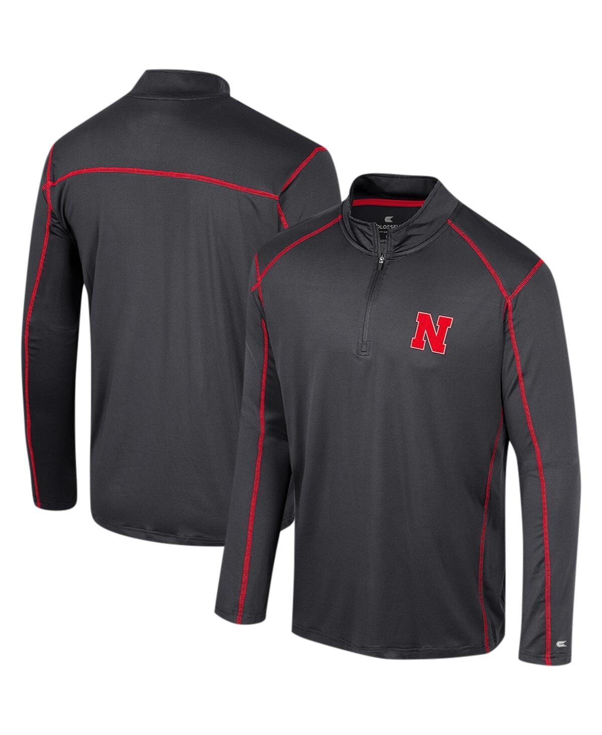 Mens Colosseum Black Nebraska Huskers Cameron Quarter-Zip Windshirt Product Image