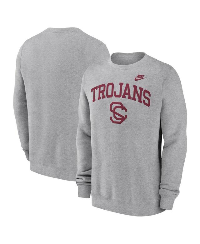 Nike Mens Heather Gray Usc Trojans Legacy Classic Tackle Twill EmbroideredArch Over Logo Pullover Sweatshirt Product Image