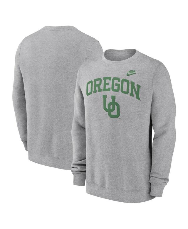 Nike Mens Heather Gray Oregon Ducks Legacy Classic Tackle Twill EmbroideredArch Over Logo Pullover Sweatshirt Product Image