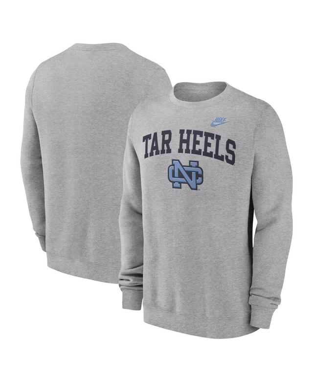 Nike Mens Heather Gray North Carolina Tar Heels Legacy Classic Tackle Twill EmbroideredArch Over Logo Pullover Sweatshirt Product Image