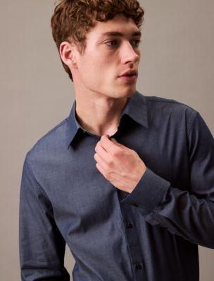 Cotton Stretch Slim Chambray Button-Down Shirt Product Image