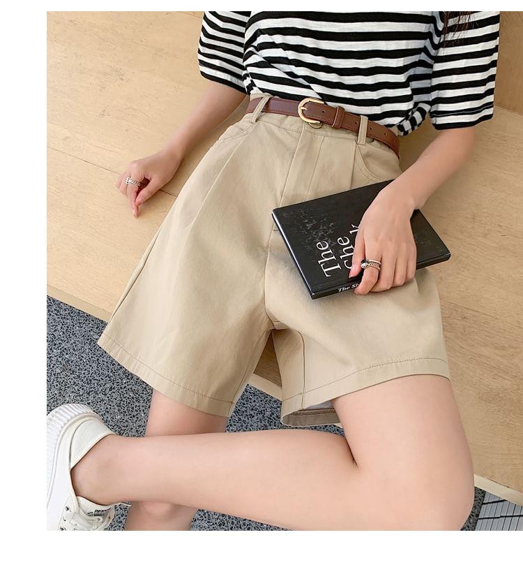 High Waist Plain Shorts Product Image