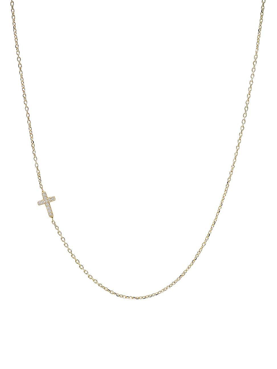 Anzie Love Letter Pav Diamond Cross Pendant Necklace Product Image