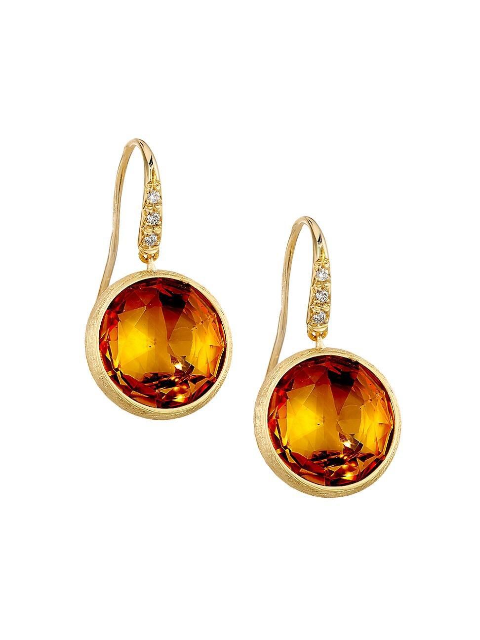 Womens Jaipur Color 18K Yellow Gold, Citrine & 0.05 TCW Diamond Drop Earrings Product Image