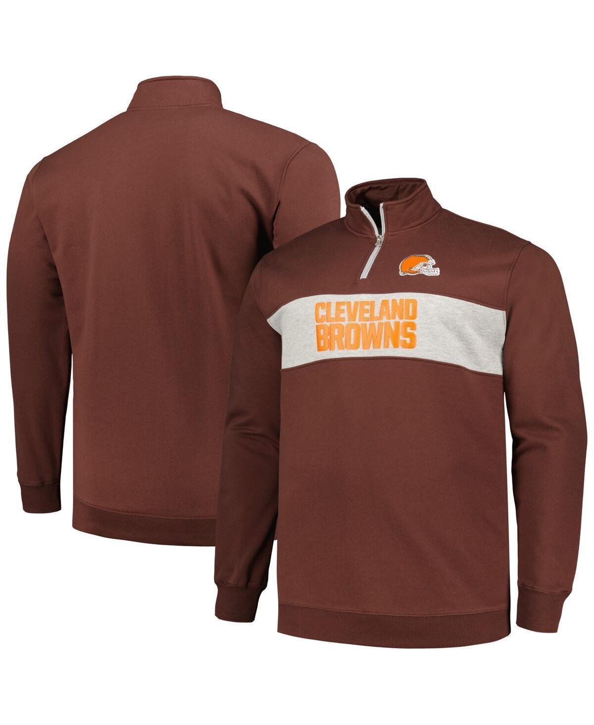 Mens Profile Brown Cleveland Browns Big and Tall Fleece Quarter-Zip Jacket Product Image