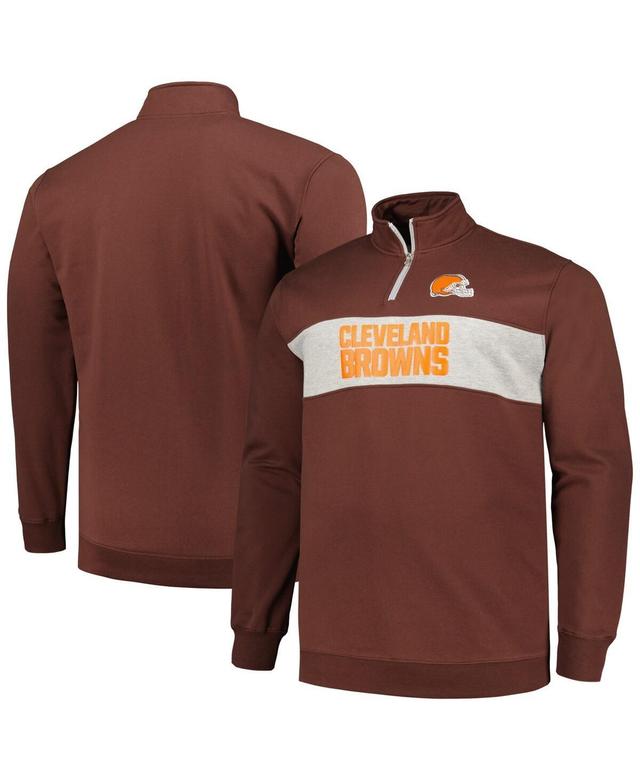 Mens Profile Brown Cleveland Browns Big and Tall Fleece Quarter-Zip Jacket Product Image