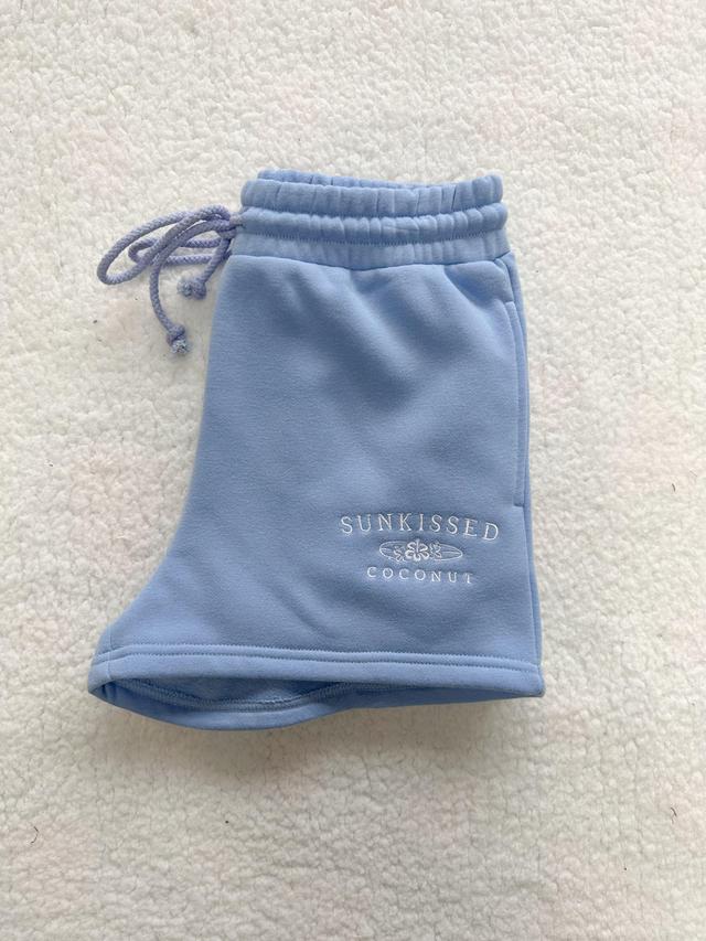 Jess Ocean Blue Embroider Sunkissedcoconut Shorts Product Image