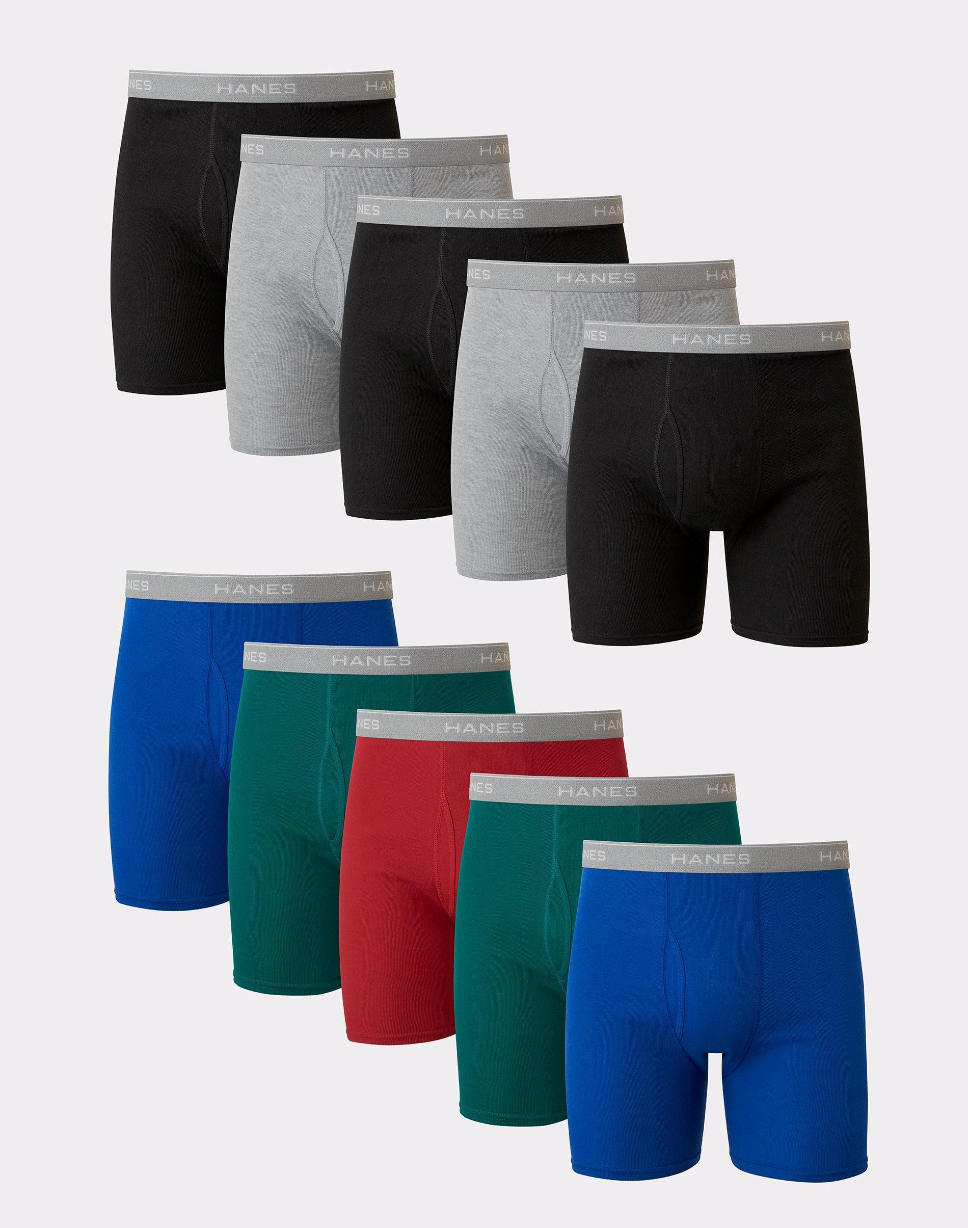 Hanes Red Label Mens Super Value Boxer Briefs 10pk - BlackGreen Product Image