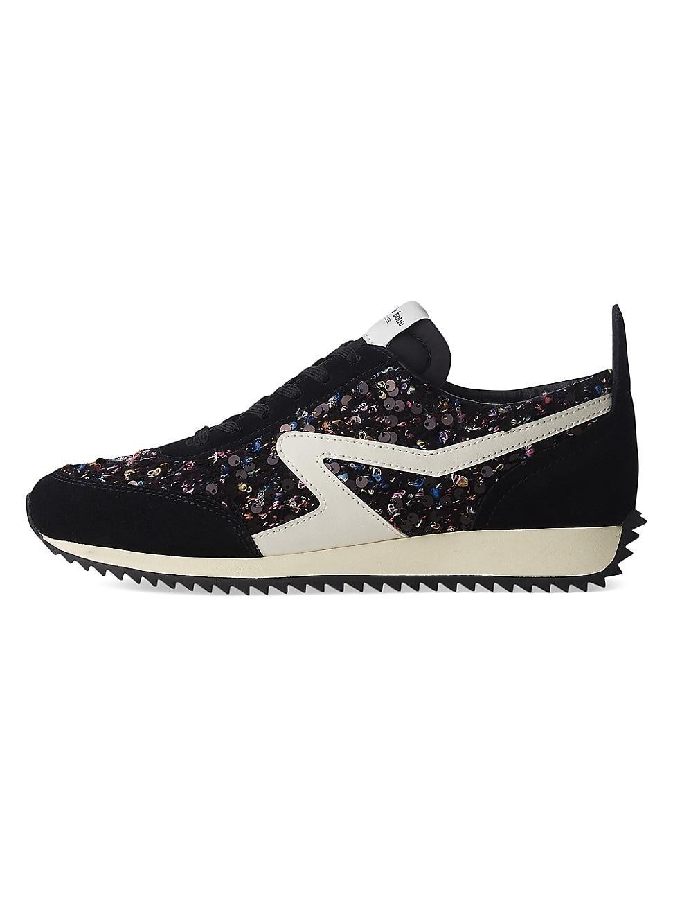 Womens Retro Runner Sequined Suede Sneakers product image