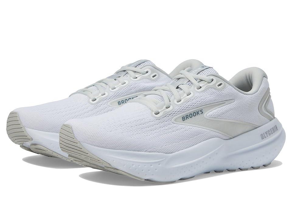 Brooks Glycerin 21 White/Grey) Men's Shoes Product Image