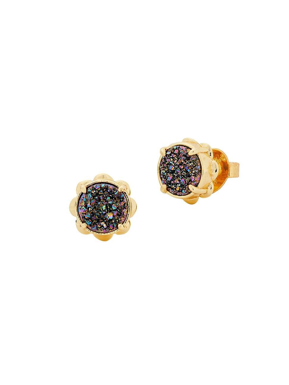 Womens Glam Goldtone & Agate Stud Earrings Product Image