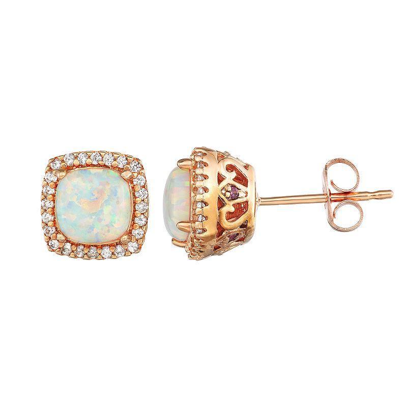 14k Rose Gold Over Silver Lab-Created White Opal Stud Earrings, Womens, Pink Tone Product Image