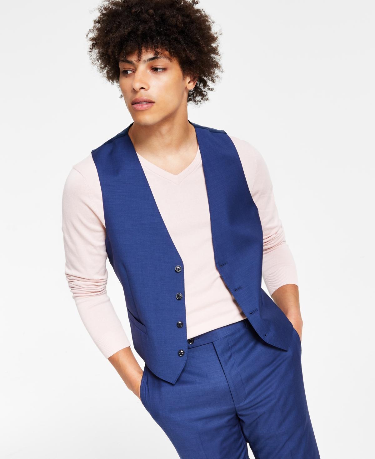 Calvin Klein Mens Slim-Fit Wool Infinite Stretch Suit Vest - Charcoal Product Image