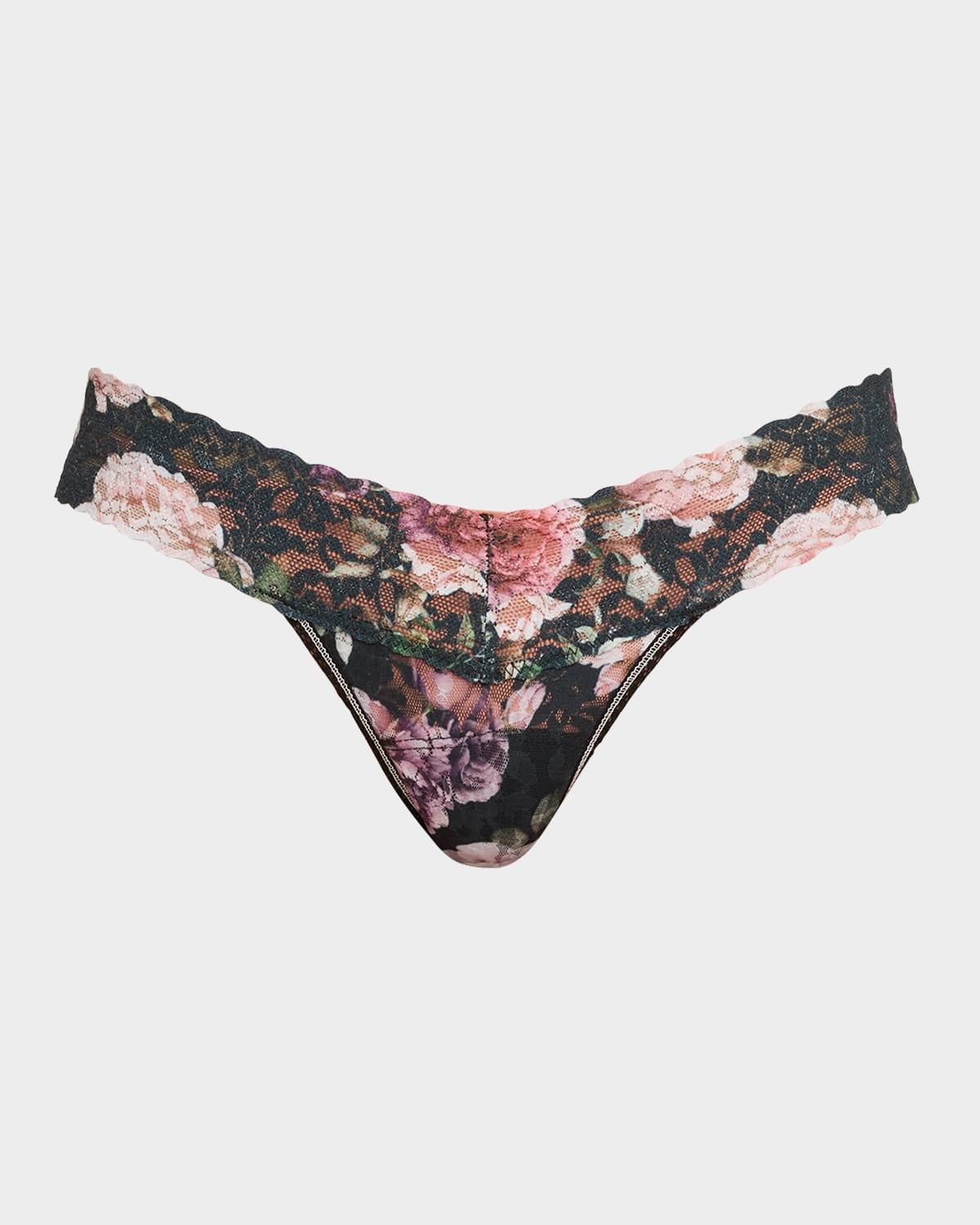 Printed Low-Rise Signature Lace Thong Product Image