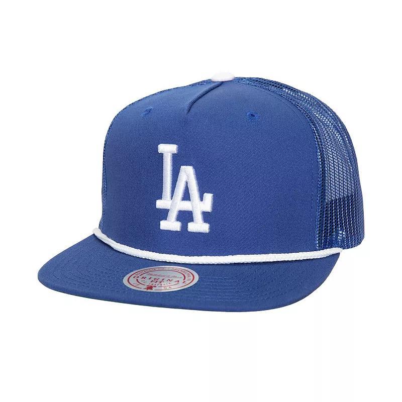 Mens Mitchell & Ness Royal Los Angeles Dodgers Rope Trucker Snapback Hat Product Image