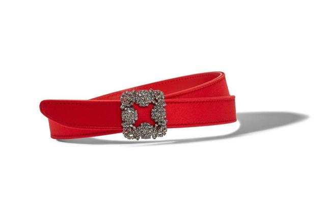 HANGISI BELT MINI Red Satin Crystal Buckled Belt Product Image