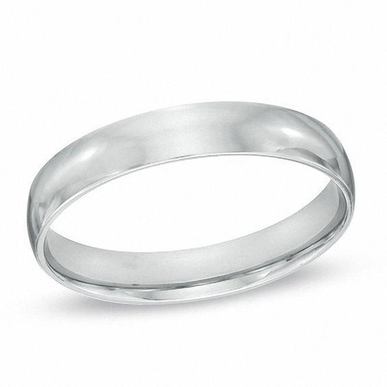 Men's 4.0mm Polished Comfort Fit Wedding Band in Sterling Silver Product Image