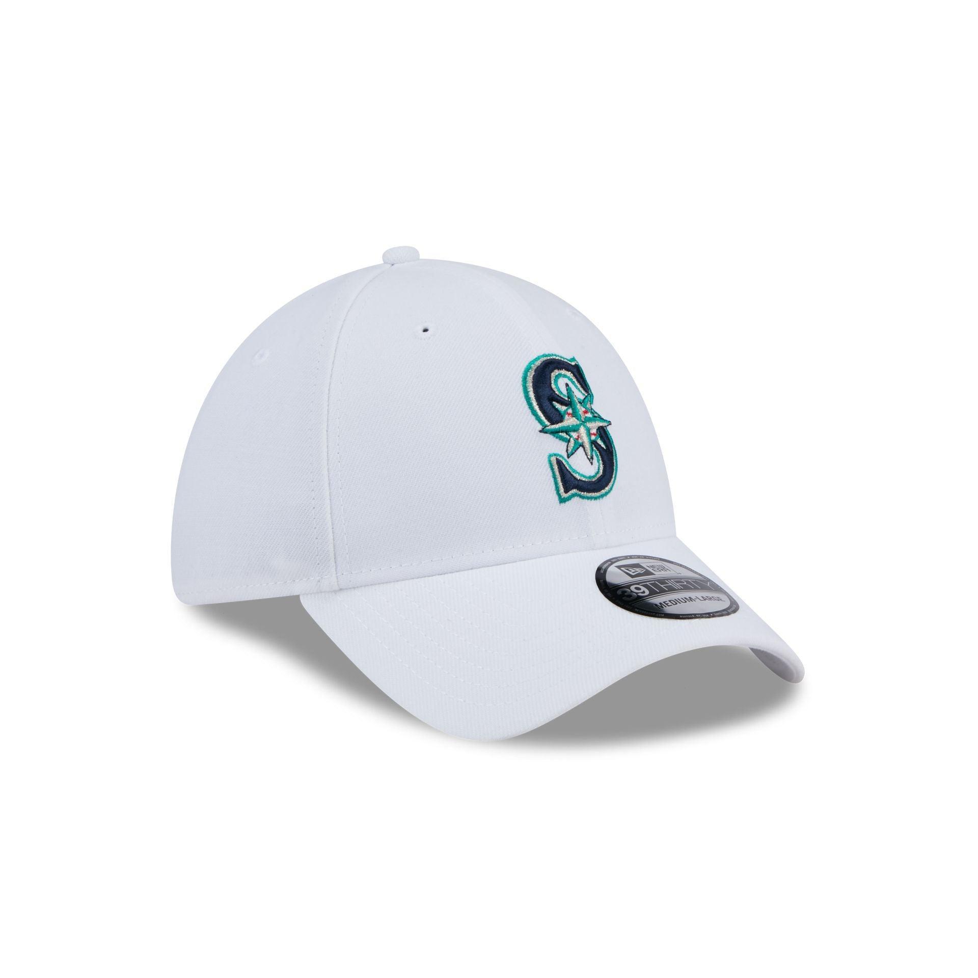 Seattle Mariners Optic White 39THIRTY Stretch Fit Hat Male Product Image