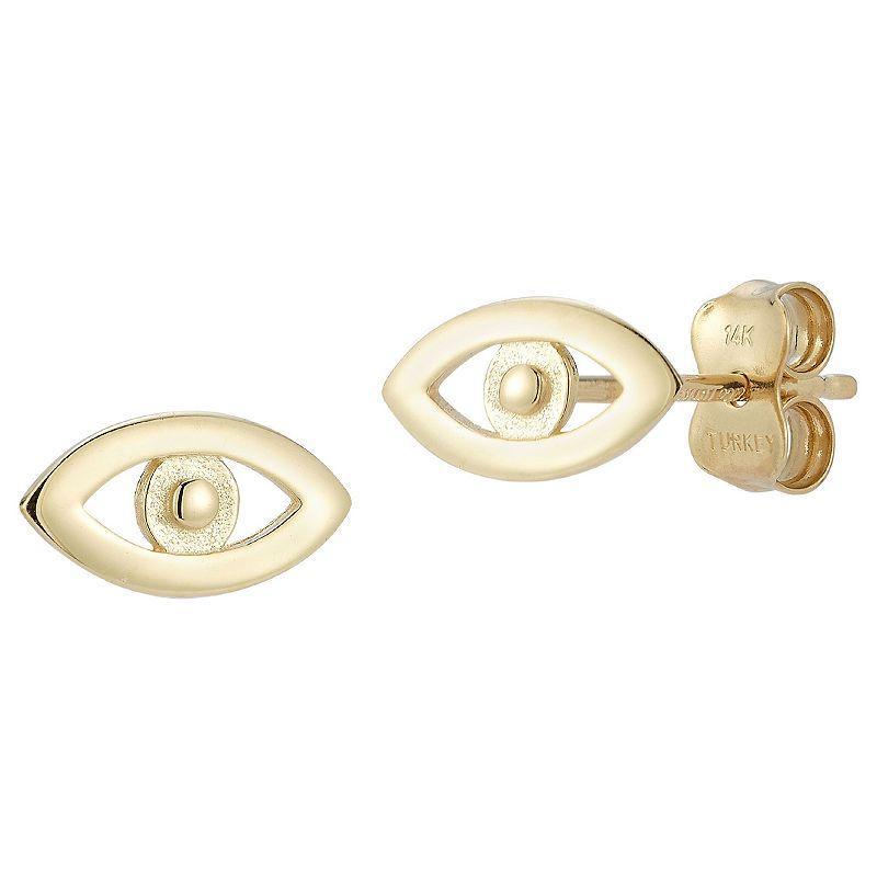 LUMINOR GOLD 14k Gold Eye Stud Earrings, Womens Product Image