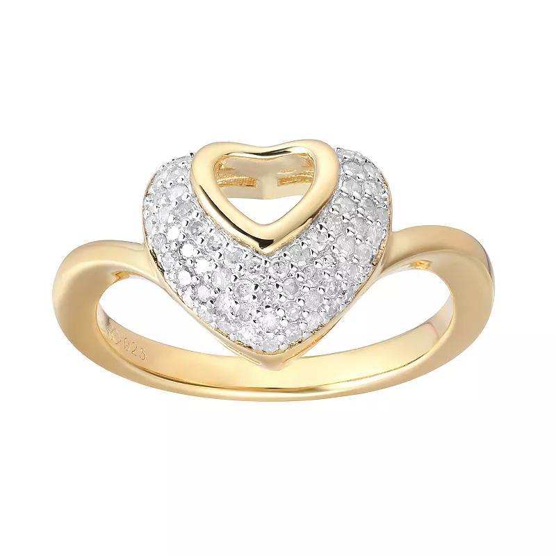 14k Gold Over Silver 1/4 Carat T.W. Diamond Heart Ring, Womens White Product Image