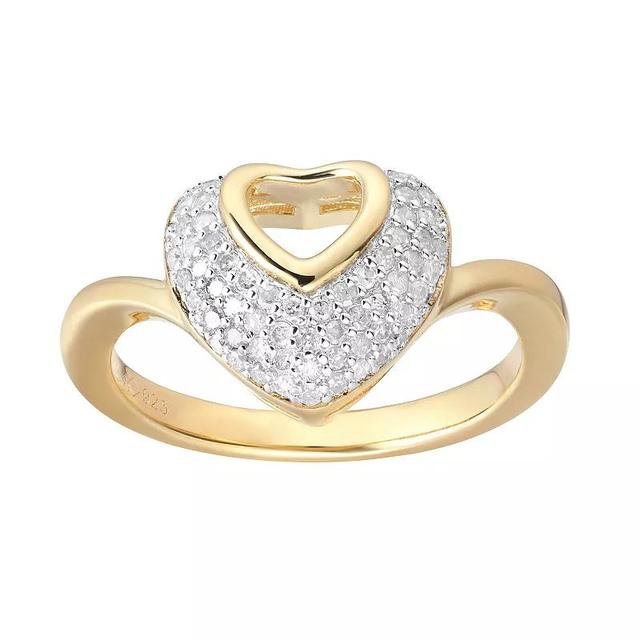 14k Gold Over Silver 1/4 Carat T.W. Diamond Heart Ring, Womens Gold Tone Product Image