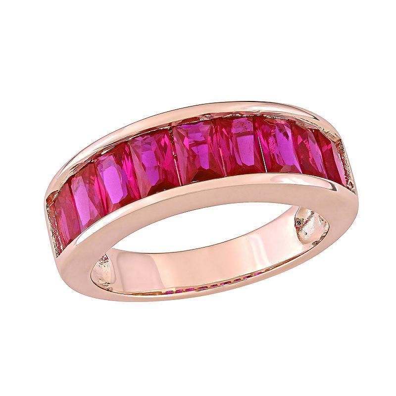 Stella Grace 18k Rose Gold Over Silver Lab-Created Ruby Anniversary Band, Womens Red Product Image