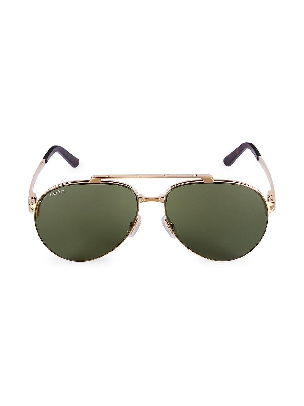 Cartier Santos Evolution 24K Gold Plated Navigator Sunglasses, 62mm Product Image