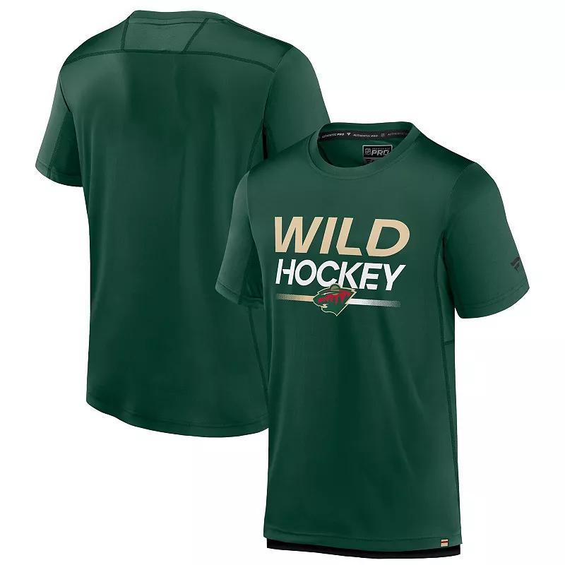 Mens Fanatics Branded /Green Minnesota Wild Authentic Pro Rink Tech T-Shirt Product Image