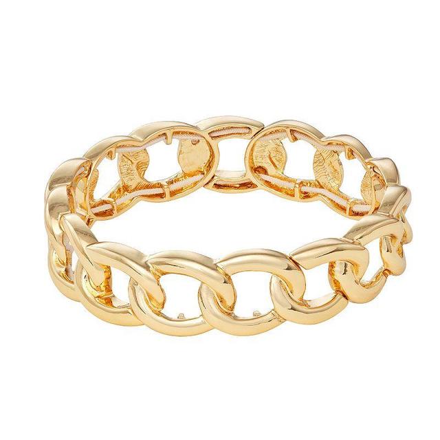 Nine West Gold Tone Curb Chain Stretch Bracelet, Womens Product Image