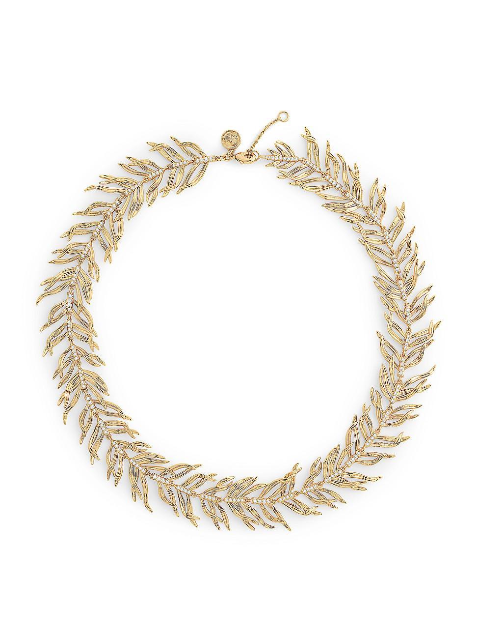 Womens Palm 18K-Gold-Plated & Cubic Zirconia Necklace Product Image