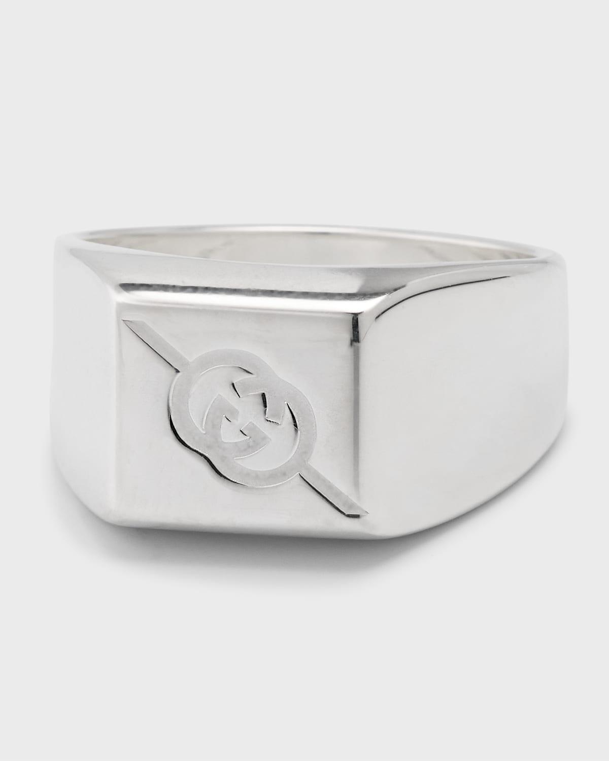 Mens Gucci Tag RIng Chevalier, 19mm Silver Product Image