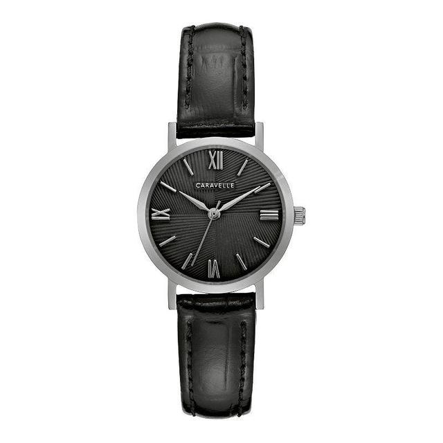 Caravelle by Bulova Womens Stainless Steel Black Dial Leather Strap Watch - 43L217 Product Image